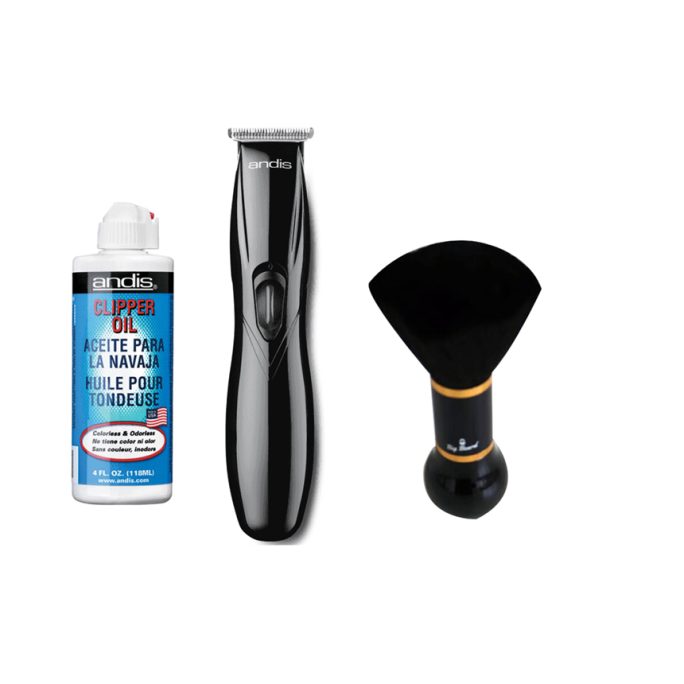 ANDIS Slimline Pro Li T-Blade Trimmer With Andis Clipper Oil & Big Beard Neck Brush G-213
