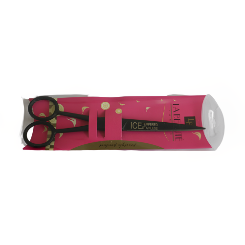 La Beaute Ice Tempered Stainless Steel Black Scissors 6"